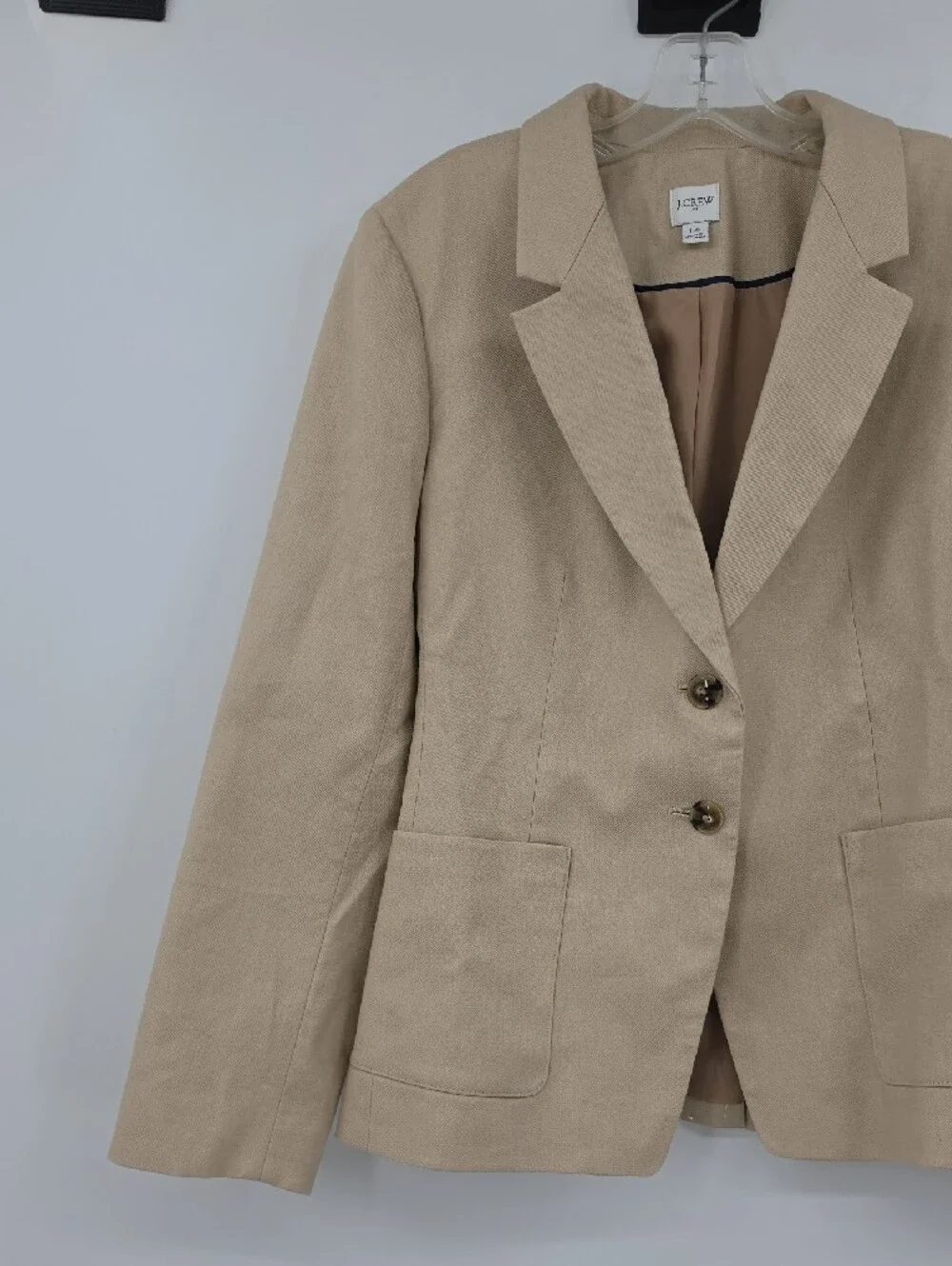 J. Crew Refined linen blend blazer Light Beige Two-Button  Blazer Size 14